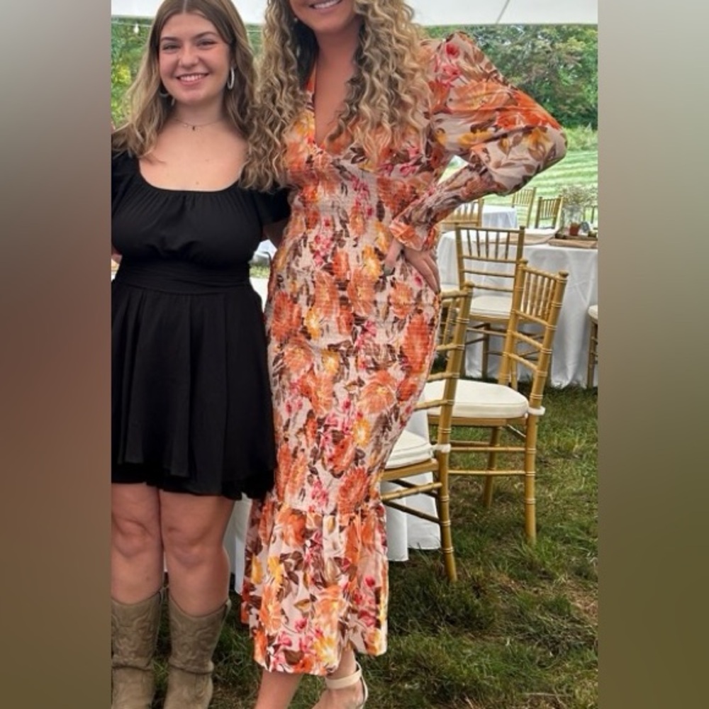 Floral orange and pink dress